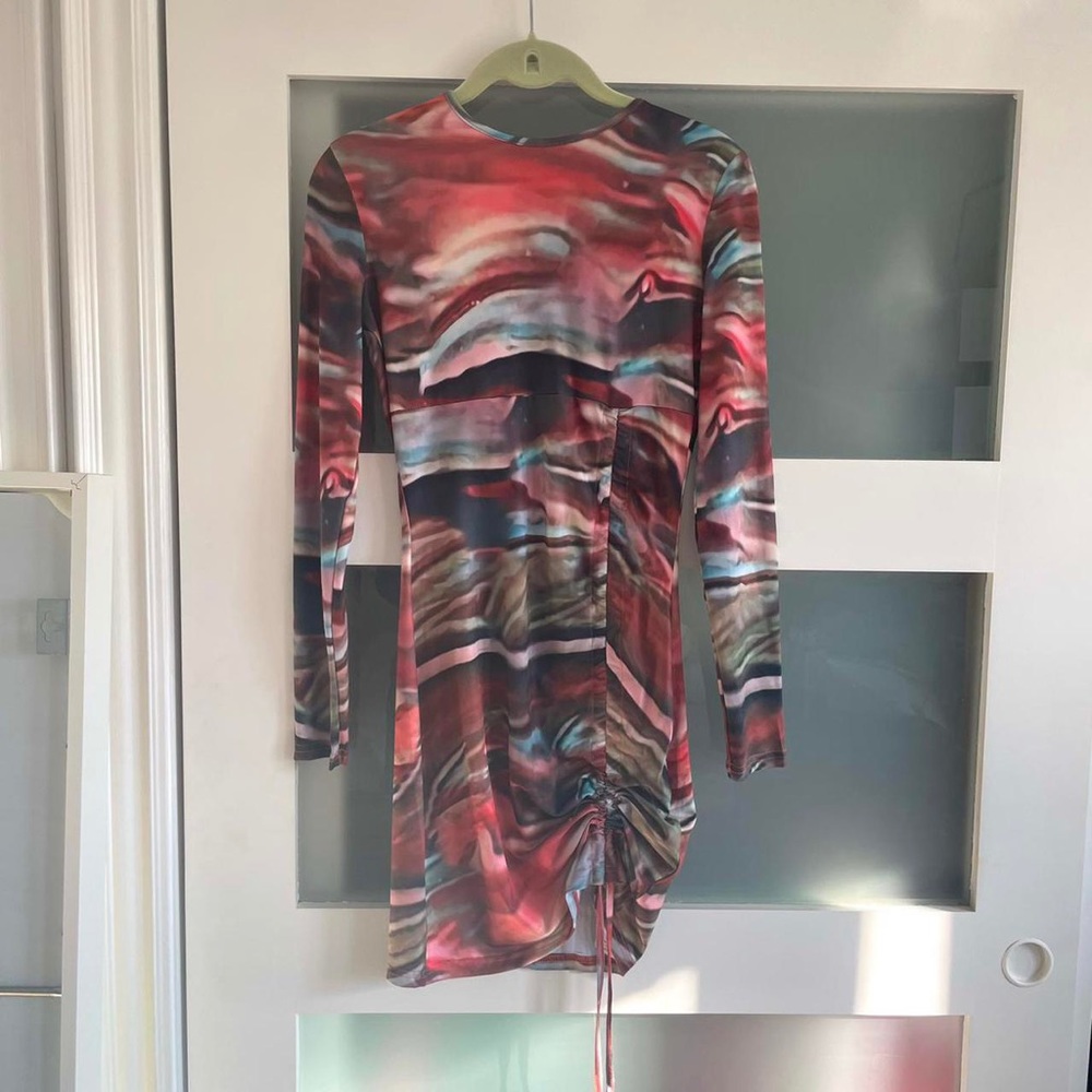 multicoloured longsleeve mini dress - Picture 4 of 4